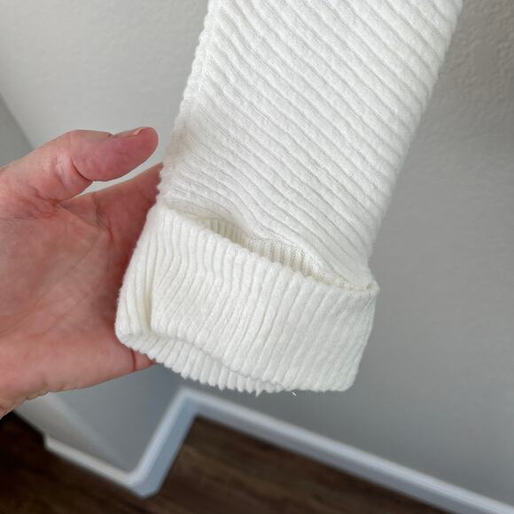 Caslon Dolman Sleeve Ribbed Knit V-Neck Baggy Oversized Fit White Sweater Large - Picture 8 of 13